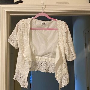 BB Dakota White Lace Cardigan